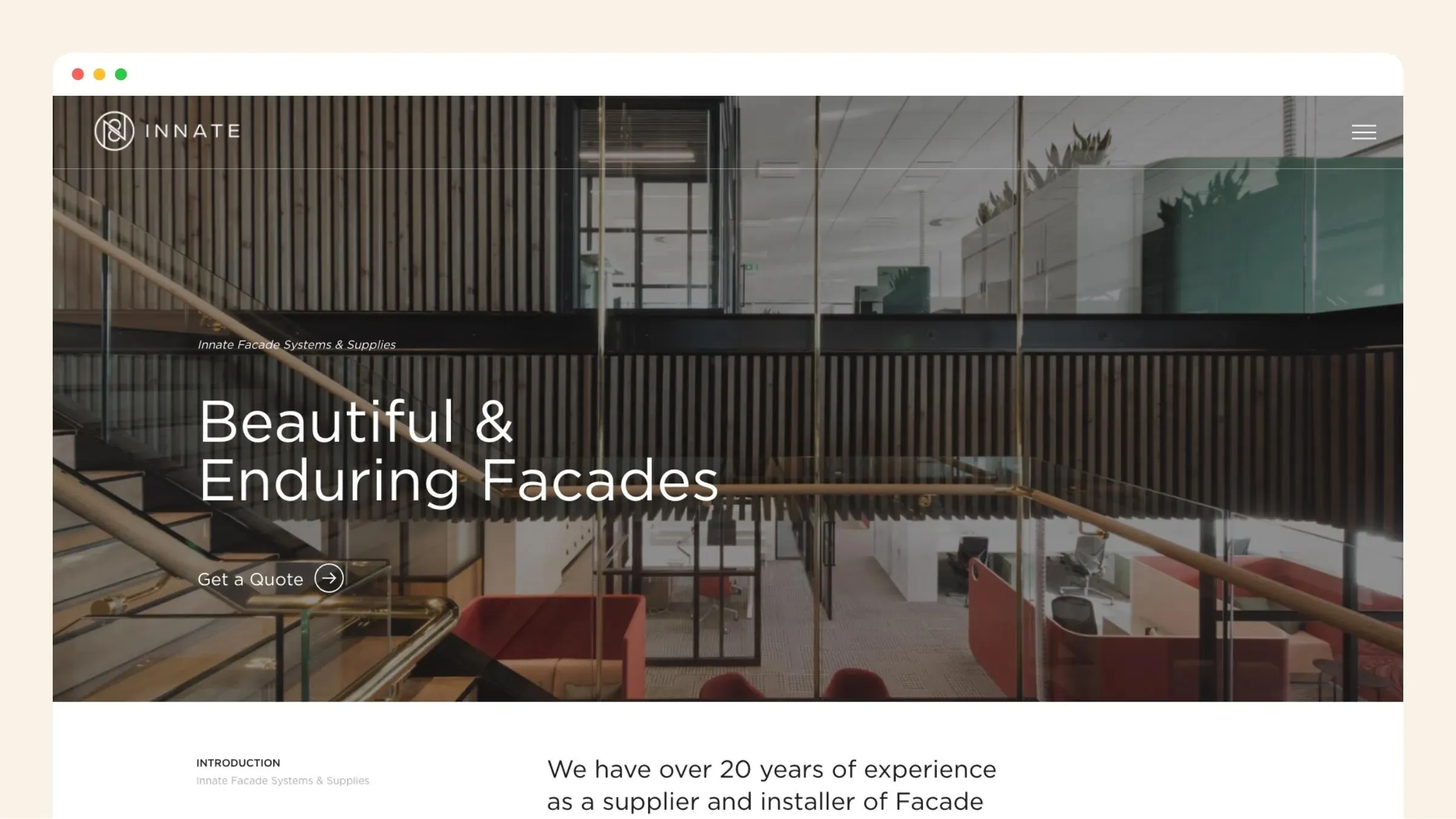 Facades By Innate website by Q Agency