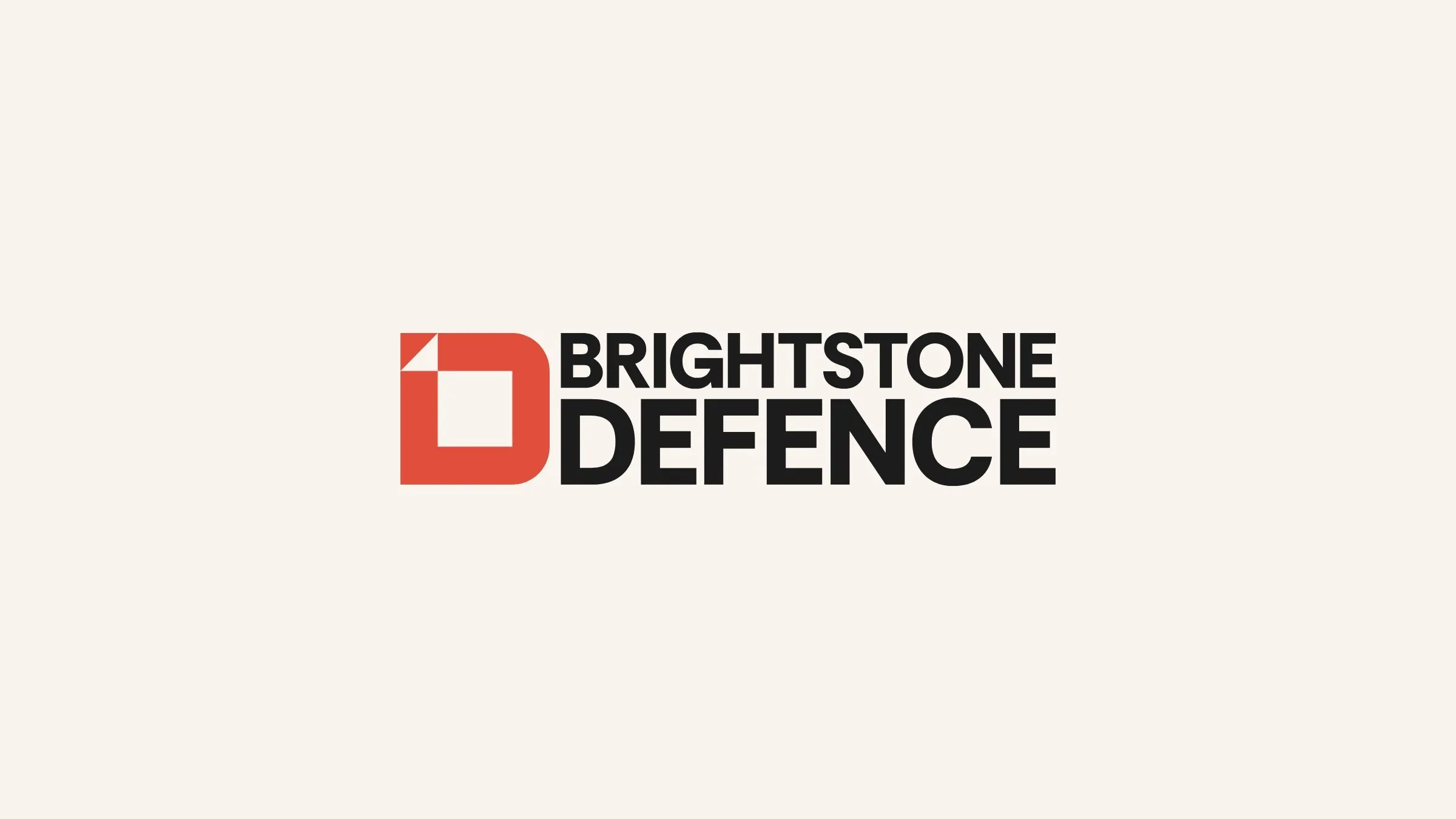 Brightstone Defence logo: a red D monogram beside a bold black wordmark