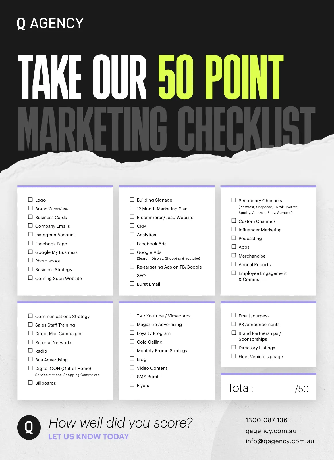 The 50 Point Marketing Checklist cover