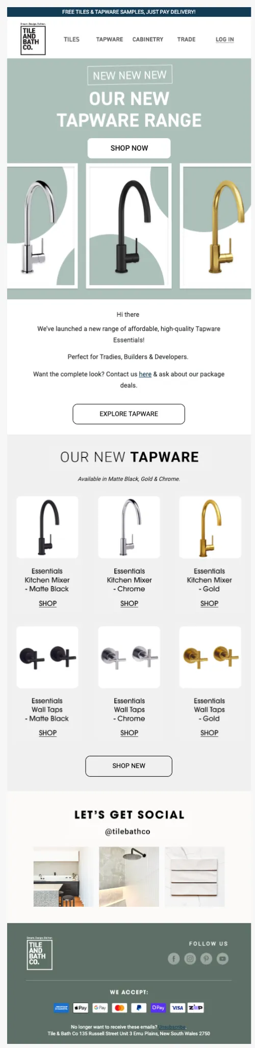 Tile & Bath Co Tapware launch · campaign