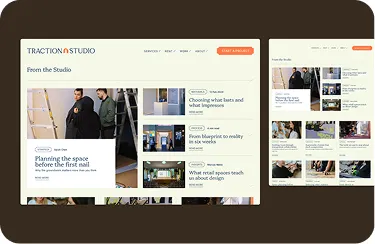 Traction Studio website on desktop and tablet
