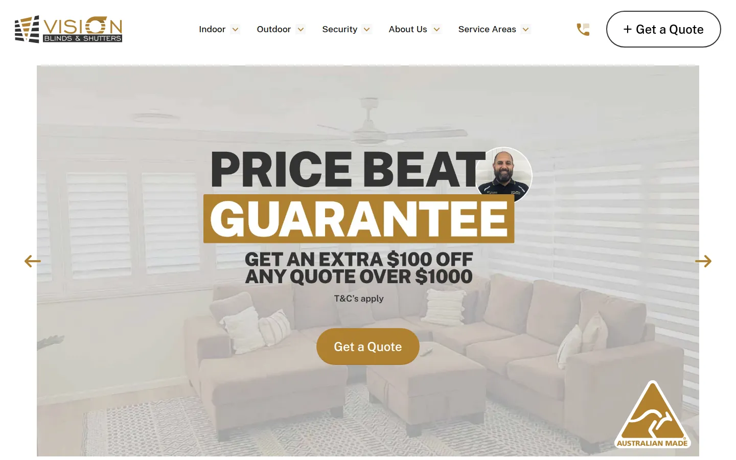 Vision Blinds website